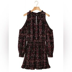 Parker Dress | Black and Red Floral | Long Sleeve Dress | Silk